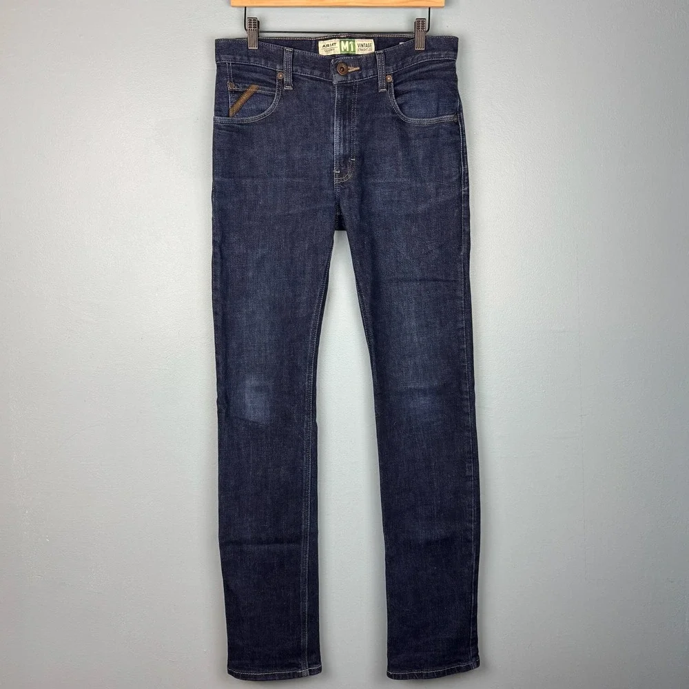 Ariat M1 Legacy Jeans Mens 30x36 Blue Dark Wash Vintage Straight Leg Western